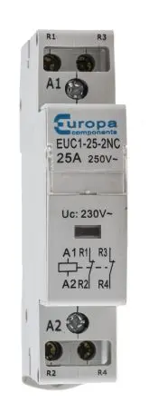 Produktfoto 1 von Europa EUC Schütz 230V ac-Spule, 2-polig, 240V ac / 25 A 230V ac 4 kW 2 Öffner Motorsteuerung 2-Hilfskontakte