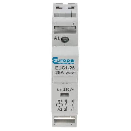 Produktfoto 1 von Europa EUC Schütz 230V ac-Spule, 2-polig, 240V ac / 25 A 230V ac 4 kW 2 Schließer Motorsteuerung 2-Hilfskontakte