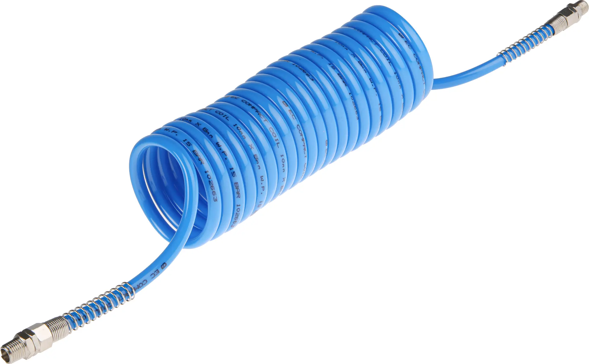 Produktfoto 1 von RS PRO Polyamid Spiralschlauch Blau, Innen-Ø 8 mm, 15 bar 80 °C -40 °C