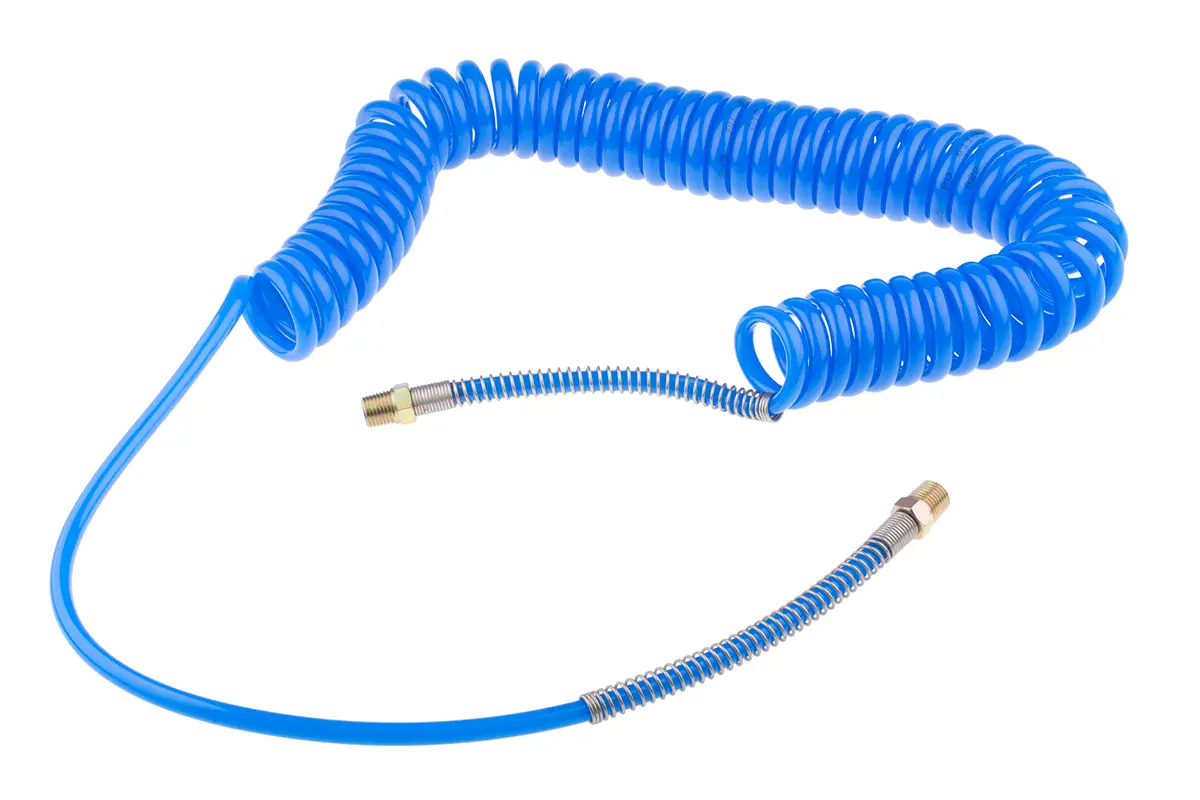 Produktfoto 1 von RS PRO 4 m CPC Polyurethan Spiralschlauch Blau, Innen-Ø 5 mm, 10 bar 65 °C -20 °C