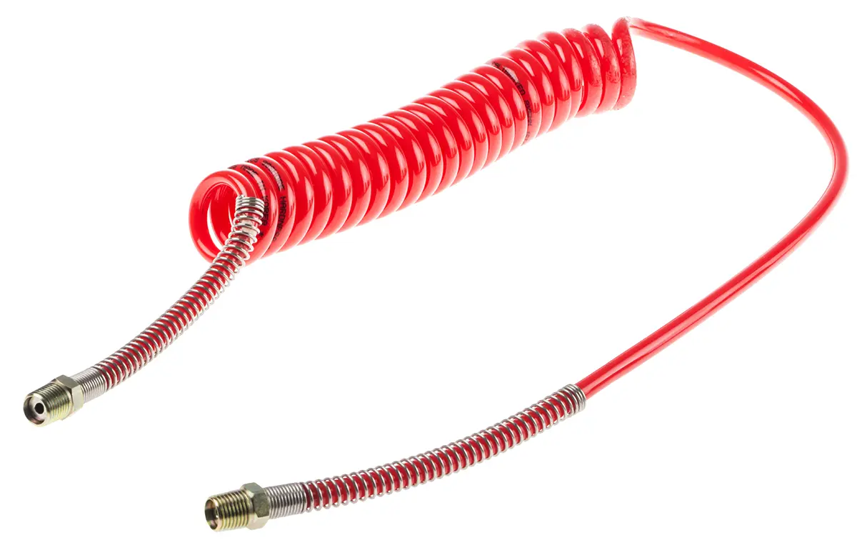 Produktfoto 1 von RS PRO 2 m CPC Polyurethan Spiralschlauch Rot, Innen-Ø 5 mm, 10 bar 65 °C -20 °C