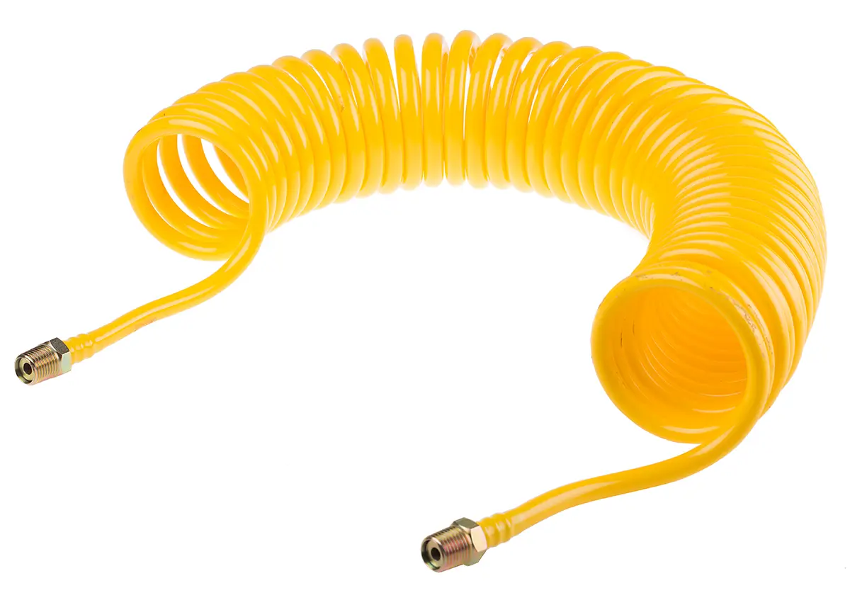 Produktfoto 1 von RS PRO 4.0 m Polyamid Spiralschlauch Gelb, Innen-Ø 5 mm, 10 bar 80 °C -40 °C
