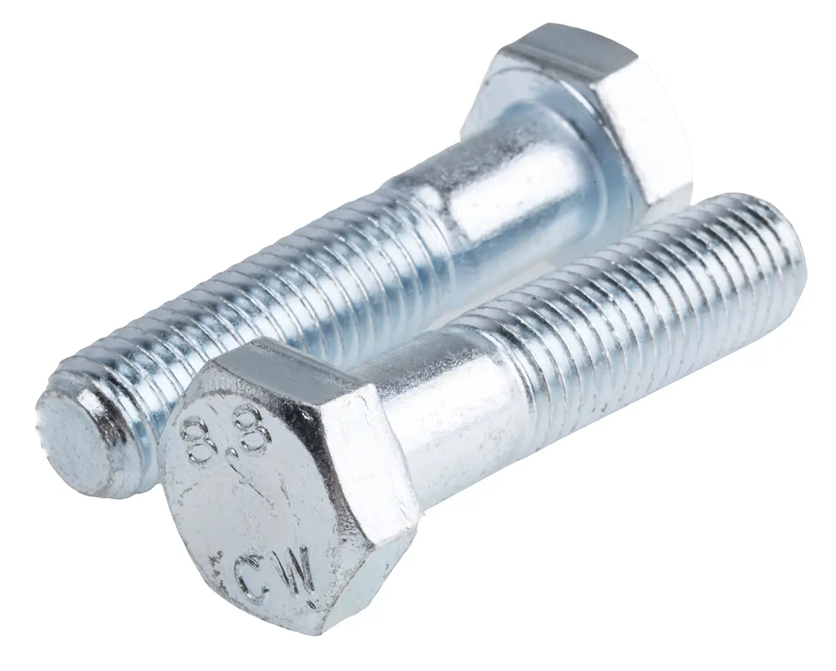 Produktfoto 1 von RS PRO Metrisch x 2.0 mm Sechskantschraube, Stahl Glanzzink, DIN 931