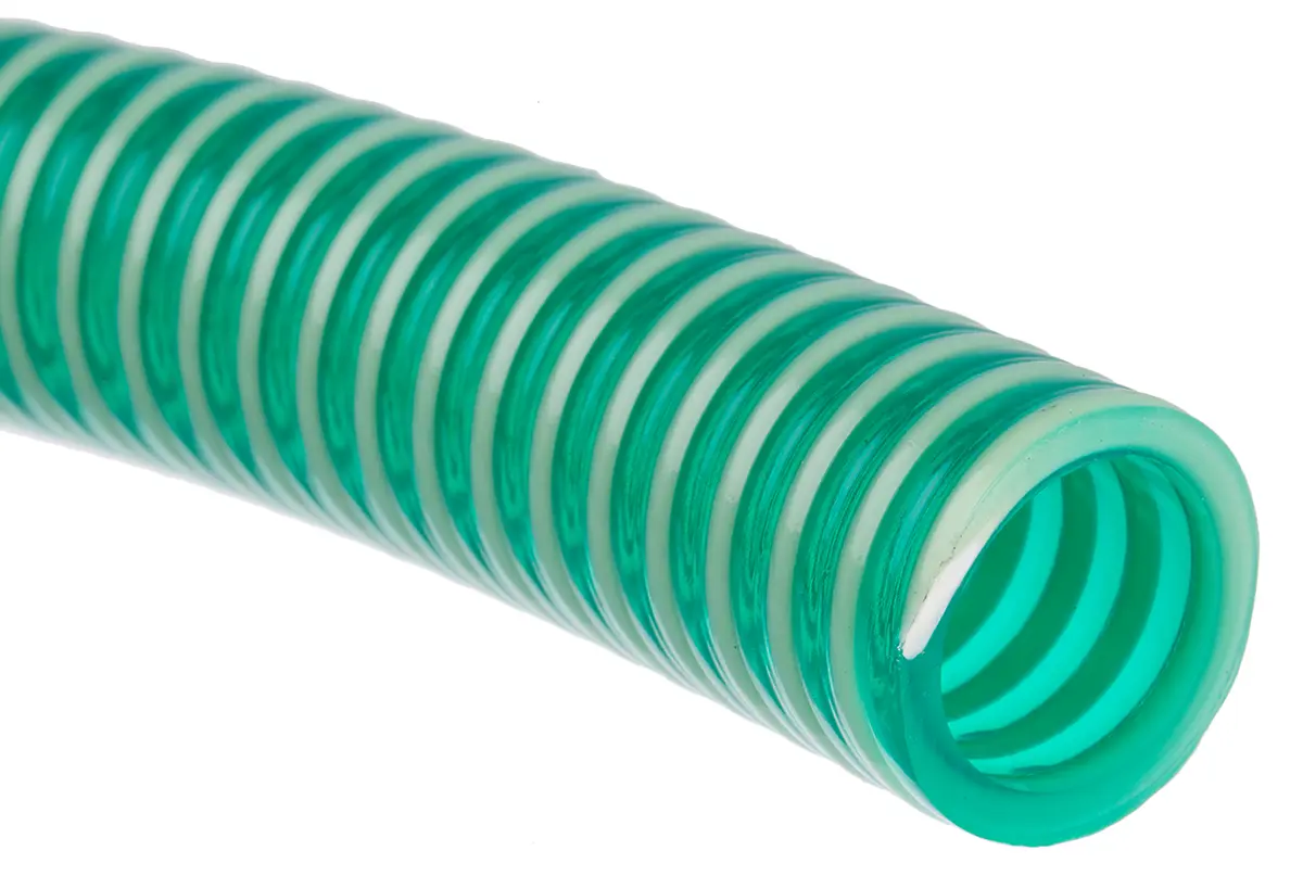 Produktfoto 1 von RS PRO Schlauch, Ø 19mm 24.6mm Grün PVC Übertragung, Vakuum 9 bar für Industrieausführung x 5m