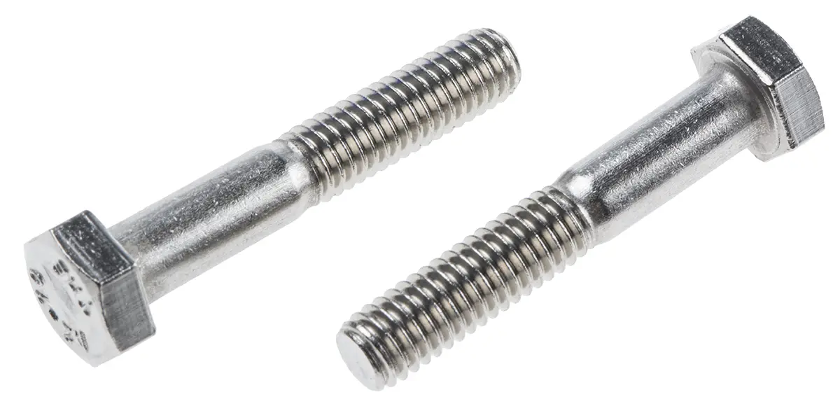 Produktfoto 1 von RS PRO M6 x 1.0 mm Sechskantschraube, Edelstahl glatt, DIN 931