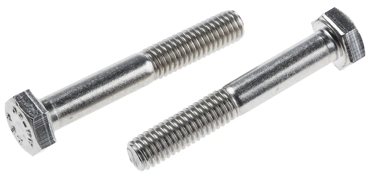 Produktfoto 1 von RS PRO M6 x 1.0 mm Sechskantschraube, Edelstahl glatt, DIN 931