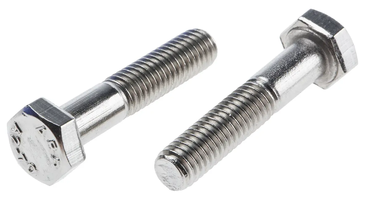 Produktfoto 1 von RS PRO M6 x 1.0 mm Sechskantschraube, Edelstahl glatt, DIN 931