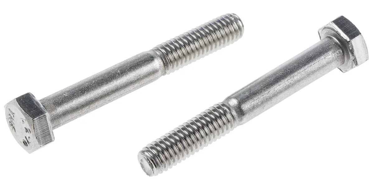 Produktfoto 1 von RS PRO M6 x 1.0 mm Sechskantschraube, Edelstahl glatt, DIN 931