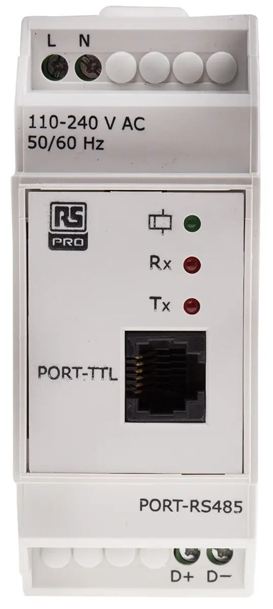 Produktfoto 1 von RS PRO Kommunikationsmodul, 1 Eing. / RS485 Ausgang TTL-Pegel Eing.Typ für Logikmodule RS PRO 110 → 240 V ac