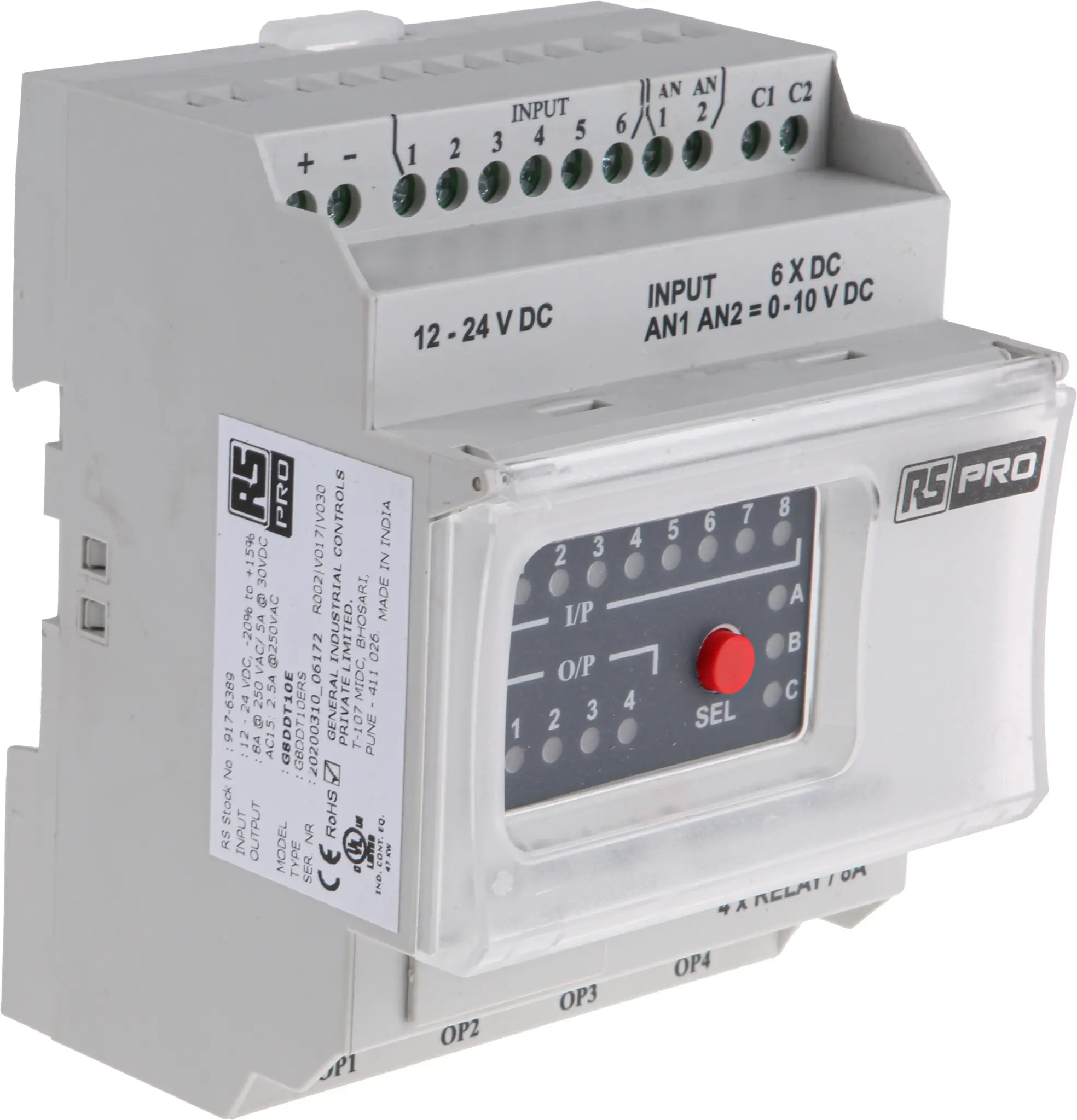 Produktfoto 1 von RS PRO E/A-Erweiterungsmodul, 8 Eing. Digital, Relais Ausg.Typ Digital Eing.Typ für Logikmodule RS PRO 12 →
