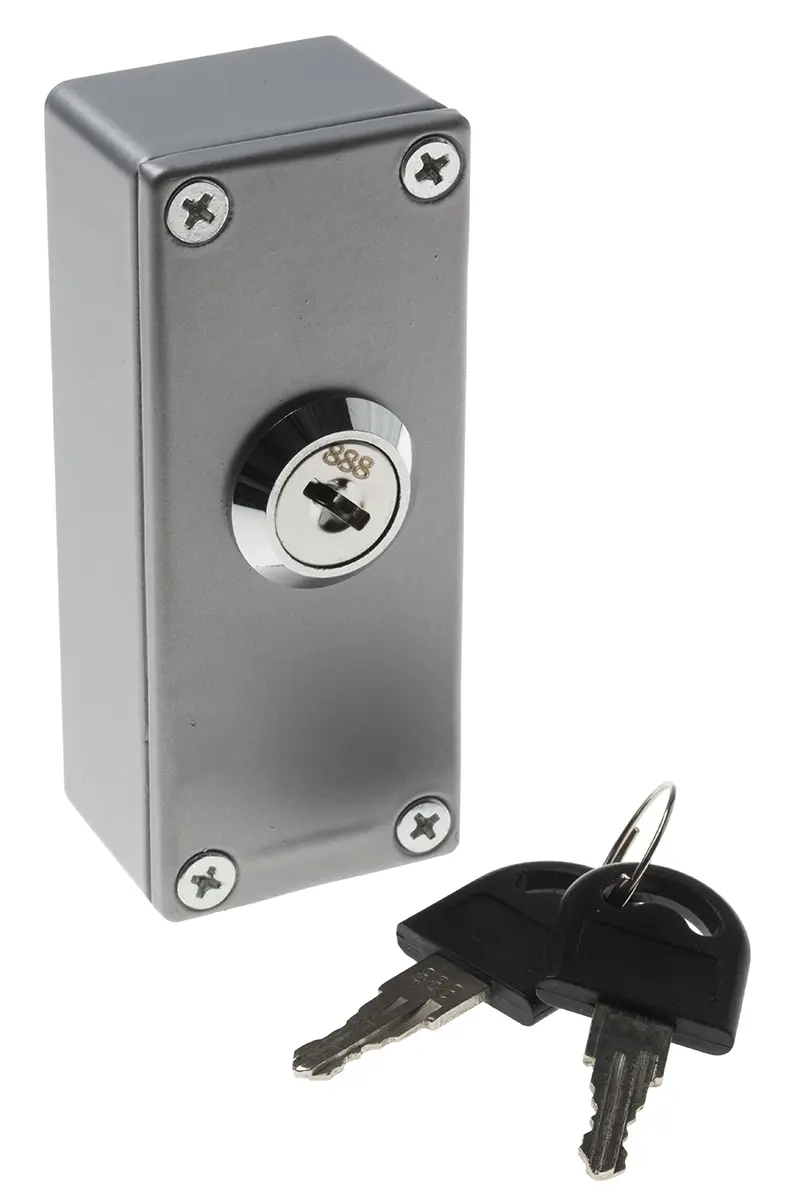 Produktfoto 1 von RS PRO Schlüsselschalter Oberfläche 2-polig, 38 mm x 90 mm x 30 mm