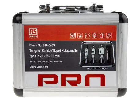 Produktfoto 1 von RS PRO Wolframcarbid-Spitze Lochsäge 4-Stk.