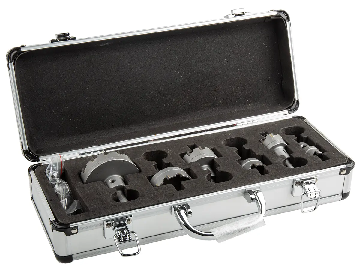 Produktfoto 1 von RS PRO Wolframcarbid-Spitze Kernbohrkrone mit Zentrierbohrer, Ø 22 → 64mm 6-Stk.