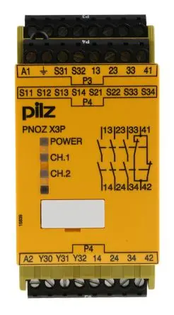 Produktfoto 1 von Pilz PNOZ X3P Sicherheitsrelais 24V ac/dc, 240 V ac/dc, 3 Sicherheitskontakte, Automatisch und manuell RoHS SIL IEC
