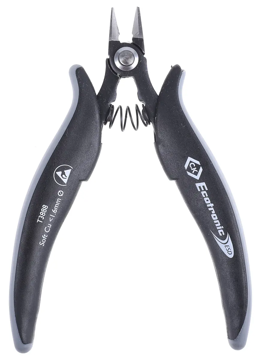 Produktfoto 1 von CK ESD-Sicherheit Extra voll bündig Seitenschneider 135 mm / Backen 10mm, Schneidleistung 1.6 AWG