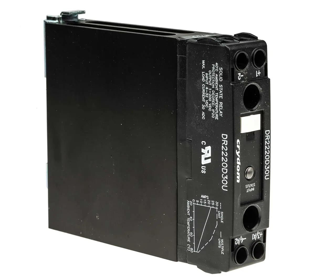 Produktfoto 1 von Sensata Crydom DR22 DIN-Schienen Halbleiterrelais mit Nulldurchgang, 1-polig 200 V dc / 30 A