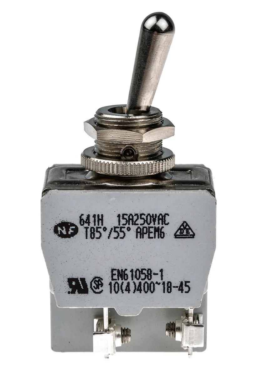 Produktfoto 1 von APEM Panel Kippschalter DPST, Ein-Aus, 24 V dc, 400 V ac, 15A, Schraube