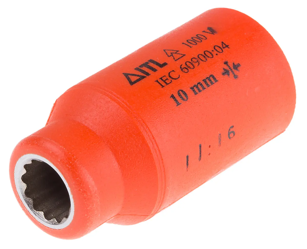 Produktfoto 1 von ITL Insulated Tools Ltd 1/2 in 12-Kant Buchse SW 10 mm Vierkant VDE 1000V zugelassen x 50 mm