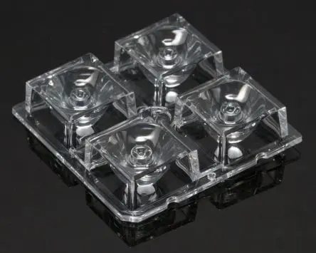 Produktfoto 1 von Ledil High Bay LED Linse 4-LEDs Vierkant aus Polymethylmethacrylat Vierkant, Klar x 10 mm, für XP-G