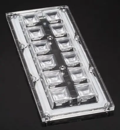 Produktfoto 1 von Ledil High Bay LED Linse 12-LEDs Rechteckig aus Polymethylmethacrylat Rechteckig, Klar x 11.4 mm, für LED OSLON Square
