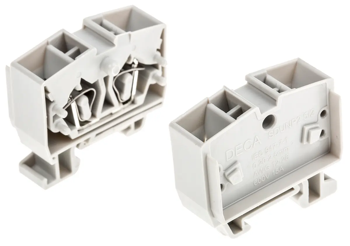 Produktfoto 1 von RS PRO Anschlussklemmenblock DIN-Schiene Grau, 2.5 mm², 800 V Klemme