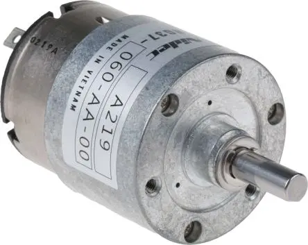 Produktfoto 1 von Nidec Components HG37 M. Getriebe DC-Getriebemotor bis 20 Ncm 60:1, 12V dc, 70U/min, Wellen-Ø 6 mm, 39mm x 77.7 mm x 12