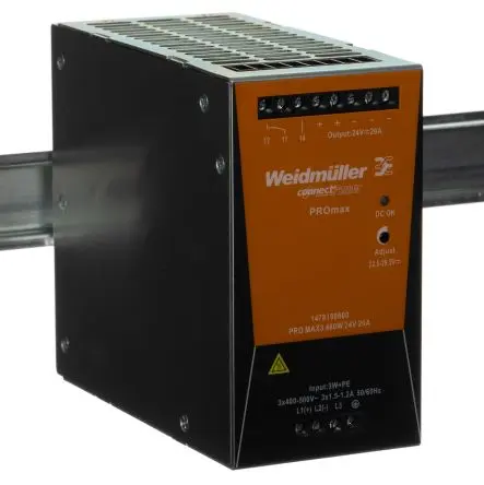 Produktfoto 1 von Weidmüller PRO Max DIN-Schienen Netzteil Geschalteter Modus 800 V dc, 575V ac Wechselstrom/Gleichstrom / 20 A 28V dc DC