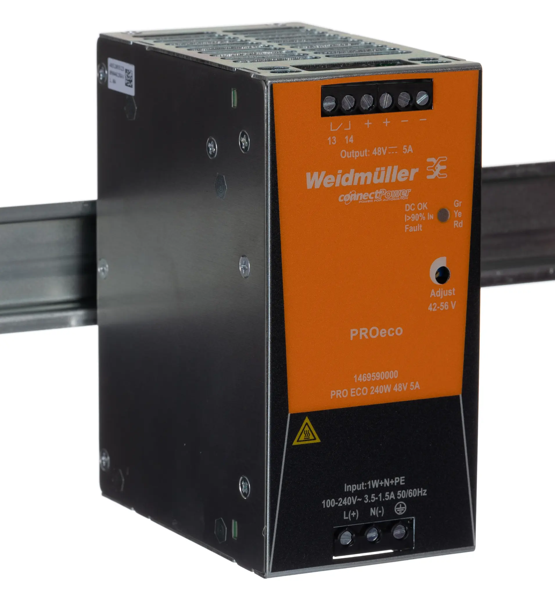 Produktfoto 1 von Weidmüller PRO ECO DIN-Schienen Netzteil Getaktet 48V dc / 5A 240W 85 → 264 V ac / 80 → 370V dc