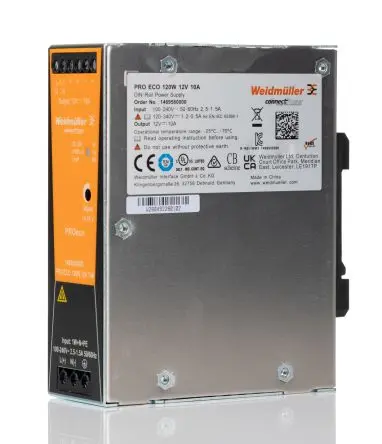 Produktfoto 1 von Weidmüller PRO ECO DIN-Schienen Netzteil Geschalteter Modus 264V ac Wechselstrom/Gleichstrom / 10 A 16V dc DC 120 W