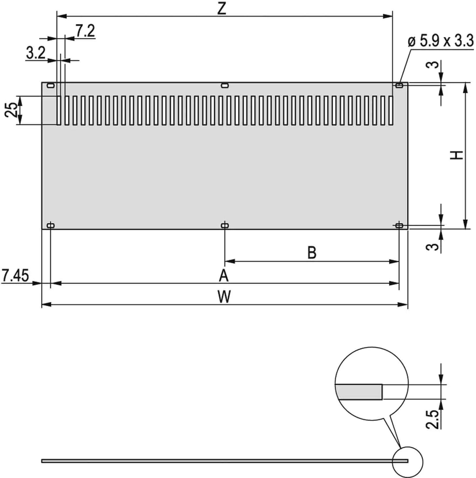 Produktfoto 1 von nVent SCHROFF Aluminium 3 U x 84 HP Belüftet, Grau 426.28 mm 128.4 mm