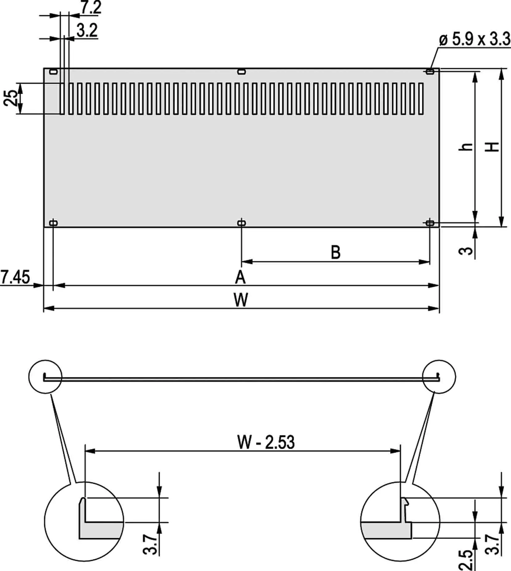 Produktfoto 1 von nVent SCHROFF Aluminium 3 U x 84 HP Belüftet, Grau 426.28 mm 128.4 mm