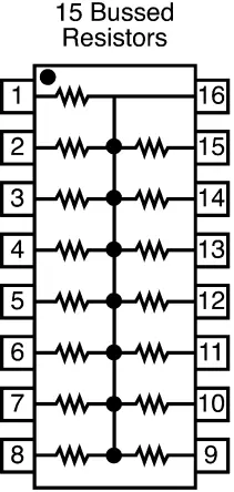 Produktfoto 1 von Bourns Serie 4100R Widerstands-Array BUS, 15 x 470 Ω, 2.25 W, Bauform DIP Lot