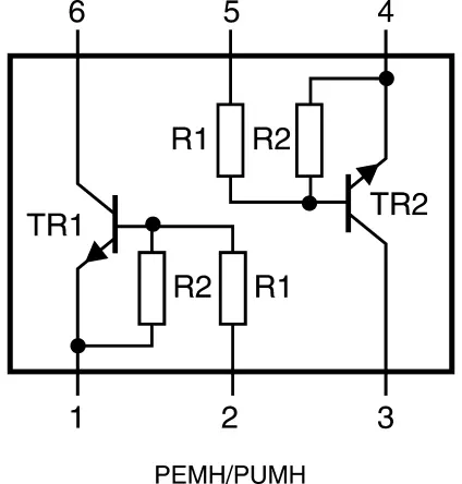 Produktfoto 1 von Nexperia Oberfläche Digitaler Transistor NPN 50 V / 100 mA, UMT 6-Pin