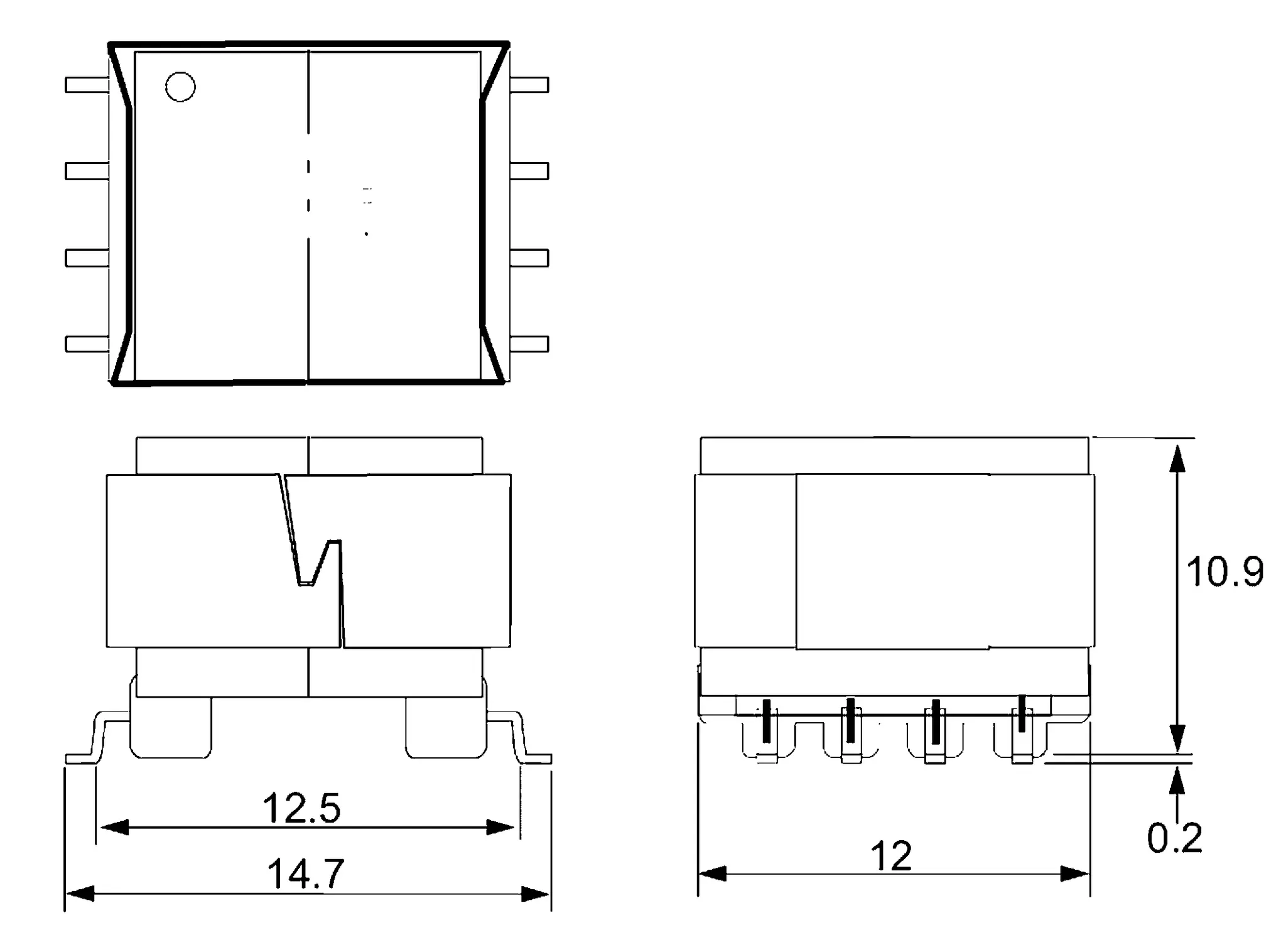 Produktfoto 1 von OEP Impulstransformator 2.5 mH 0.35Ω 0.48Ω 1:1 Oberfläche 4μH