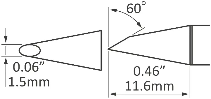 Produktfoto 1 von Metcal / SxP Lötspitze 1,5 mm Angeschrägt 60° SFP für MFR-H1-SC2