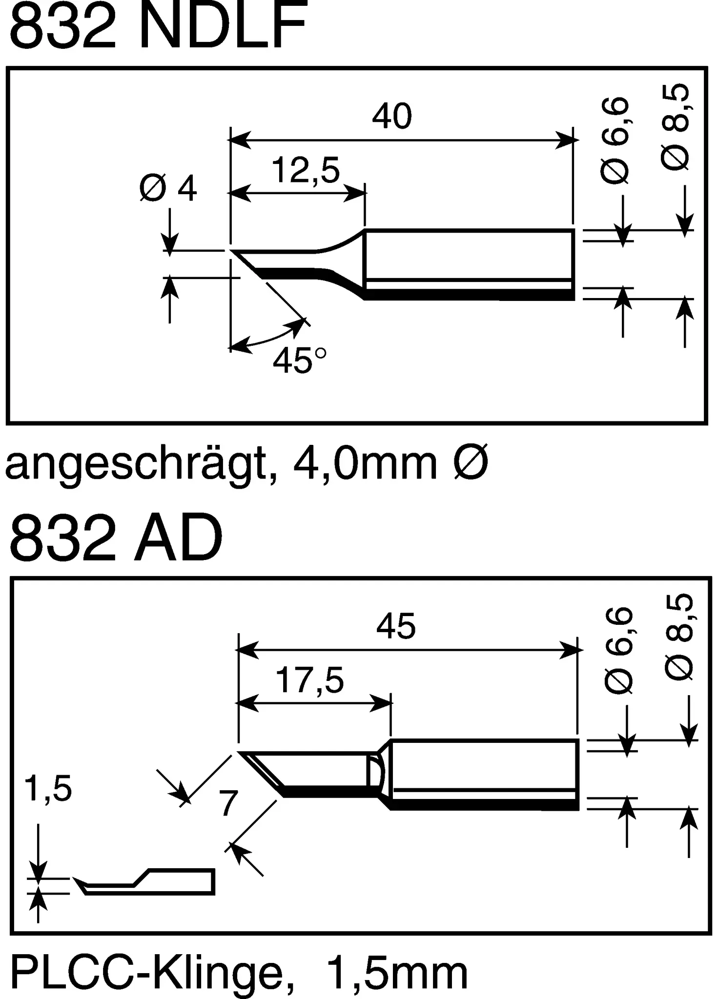 Produktfoto 1 von Ersa Lötspitze 4 mm Angeschrägt 45° Serie 832 für Elektrowerkzeug