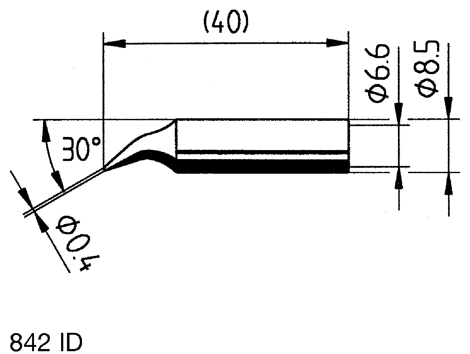 Produktfoto 1 von Ersa Lötspitze 0,4 mm konisch 30° Serie 842 für Elektrowerkzeug