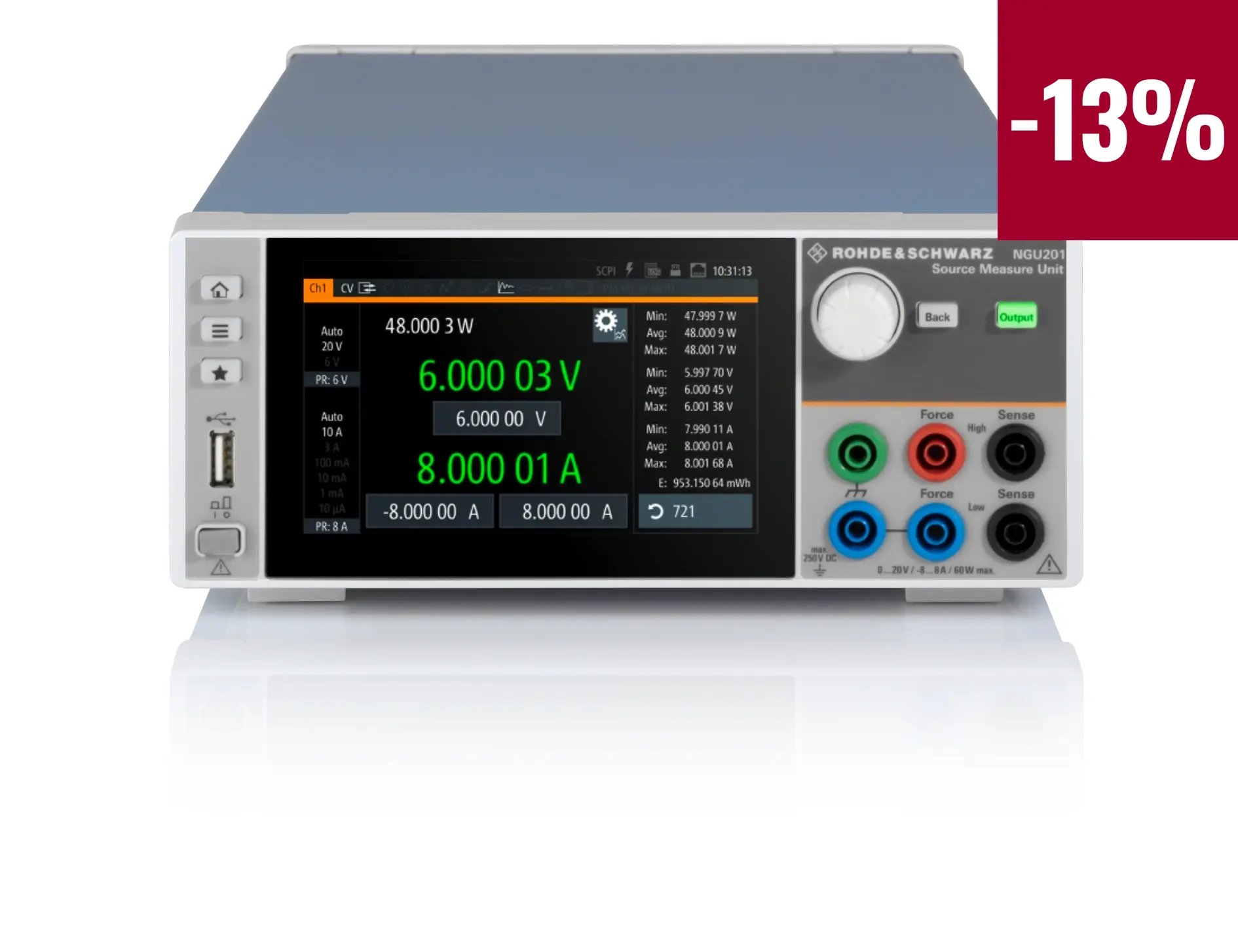 Produktfoto 1 von Rohde & Schwarz NGU 1 Sourcemeter 60W, 0 to 20 V / 8 A, 0 to 10 kΩ