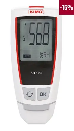 Produktfoto 1 von KIMO KH-120 Temperatur und Luftfeuchtigkeit Luftfeuchtigkeit, Temperatur Datenprotokolliergerät, USB, -20 °C → 70 °C