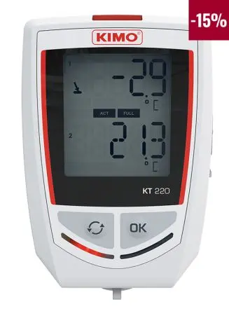 Produktfoto 1 von KIMO KT220-O Temperatur und Luftfeuchtigkeit Luftfeuchtigkeit, Temperatur Temperaturmonitor, USB, -40 °C 2-Kanal → 70 °C