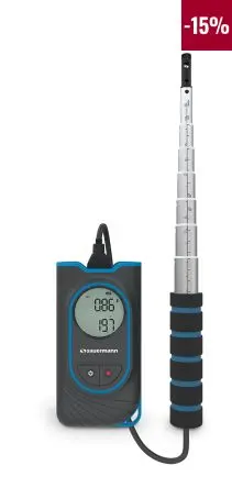 Produktfoto 1 von SAUERMANN. Anemometer 50 °C max.Temp. 30 m/s, 0.1 m/s, Luftgeschwindigkeit, Luftdurchsatz, Temperatur, Typ Hitzedraht