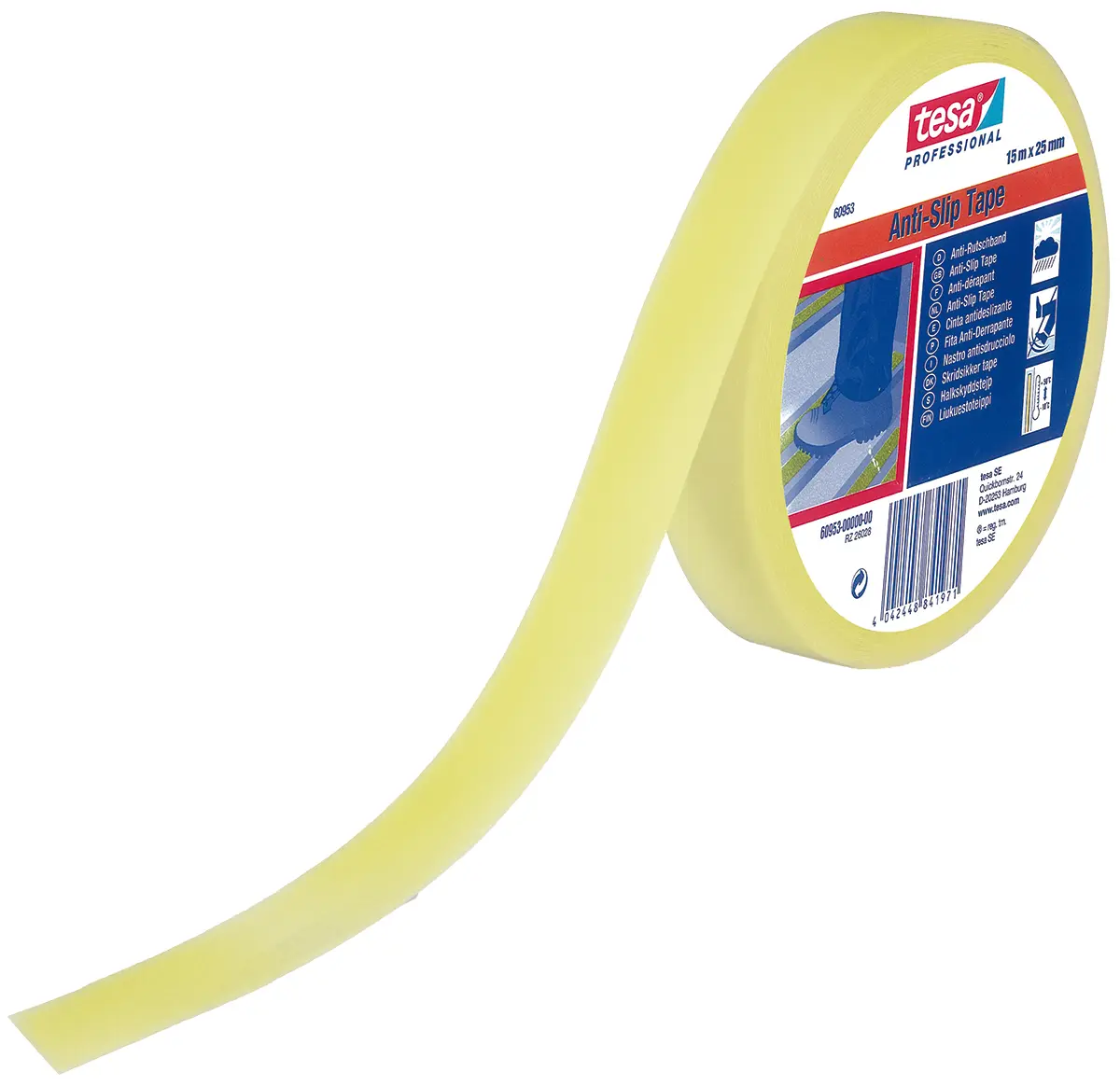 Produktfoto 1 von Tesa 60953 Antirutschklebeband Gelb, Stärke 0.81 mm, 25 mm x 15 m