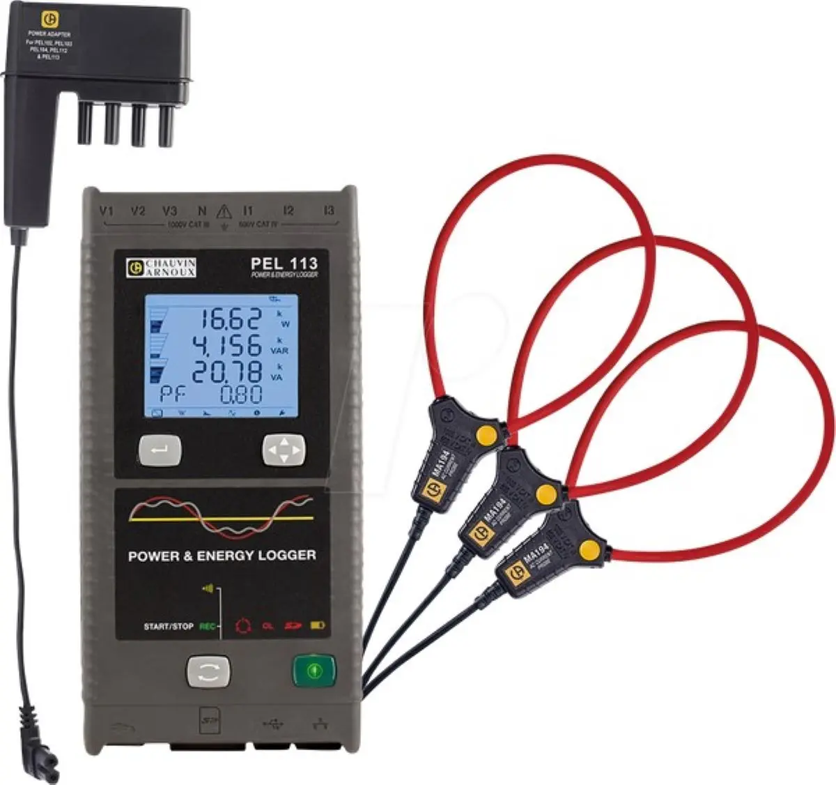 Produktfoto 1 von Chauvin Arnoux PEL113 7-Kanal Strom, Spannung, Leistung Datenlogger, 1000V / 10 000A, 0°C → +50°C, Sensor Stromstärke,