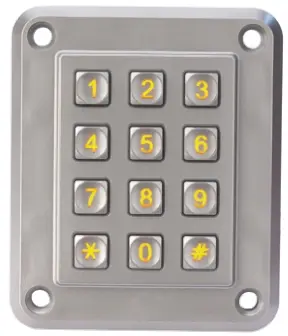 EOZ Anti-Vandalismus-Keypad (4 x 3) 12-Tasten ZAMAK 5 Gemeinsamer Anschlusspunkt Beleuchtet IP40