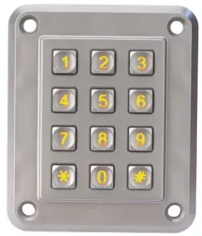 EOZ Anti-Vandalismus-Keypad (4 x 3) 12-Tasten ZAMAK 5 Gemeinsamer Anschlusspunkt Beleuchtet IP67