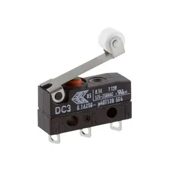 Produktfoto 1 von ZF Mikroschalter Kurzer Rollenhebel-Betätiger Lot, 1-poliger Umschalter, 250 V ac, 100mA IP6K7 0.88N -40 °C - 120 °C