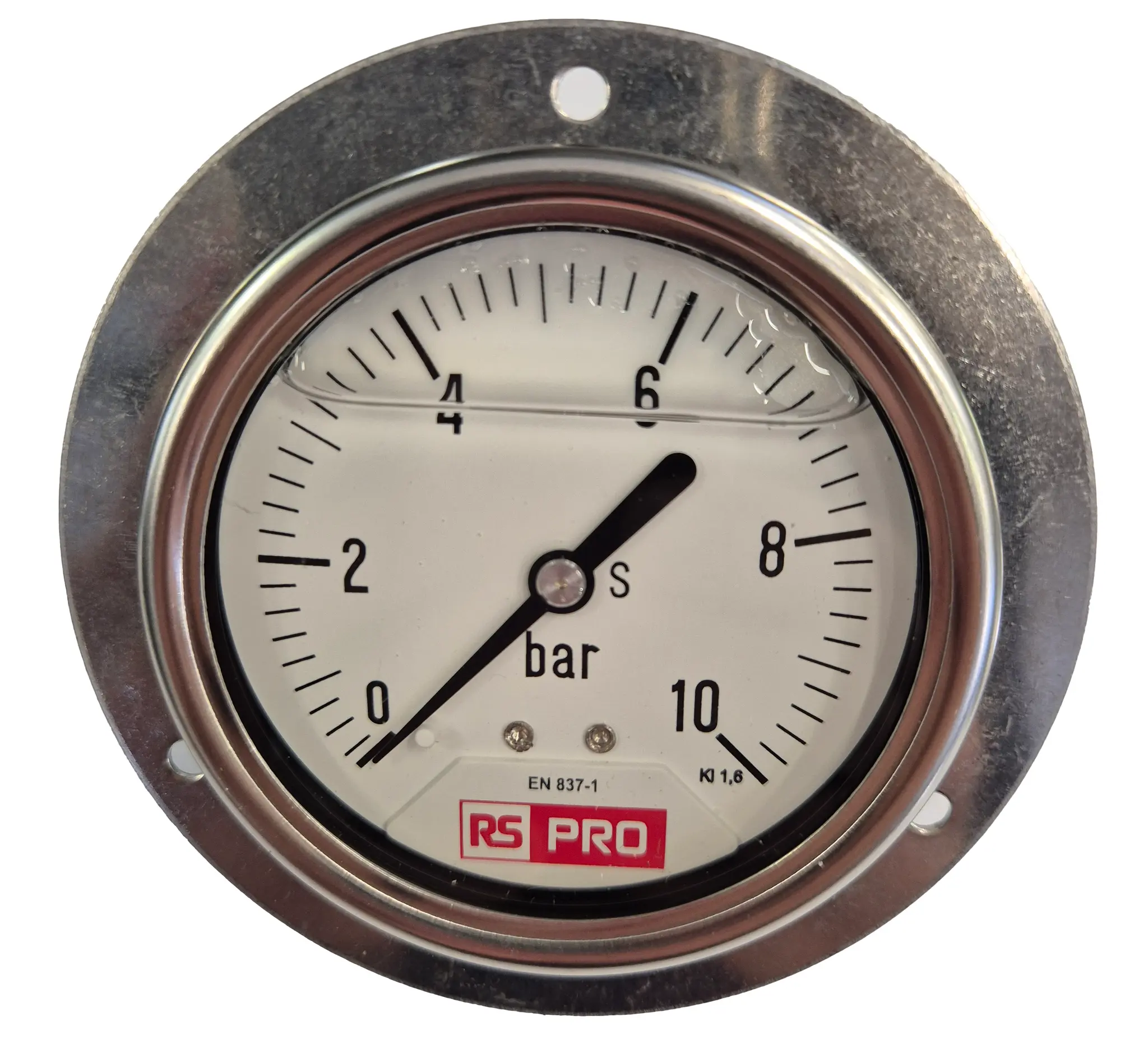 Produktfoto 1 von RS PRO Druckmessgerät Prozessanschluss unten Analog 0bar → 10bar, Ø 63mm Edelstahl Gehäuse BSP1/4