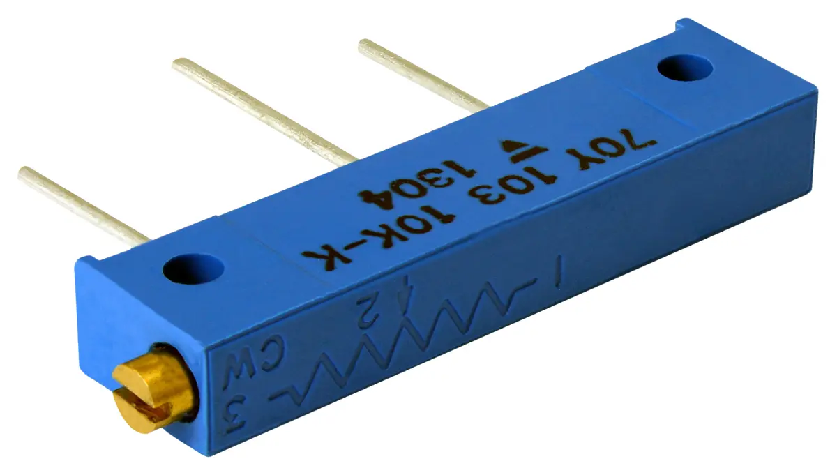 Produktfoto 1 von Vishay 70Y 20-Gang THT Trimmer-Potentiometer, Seitliche Einstellung, 5kΩ, ±10%, 1W, Pin, L. 33.53mm