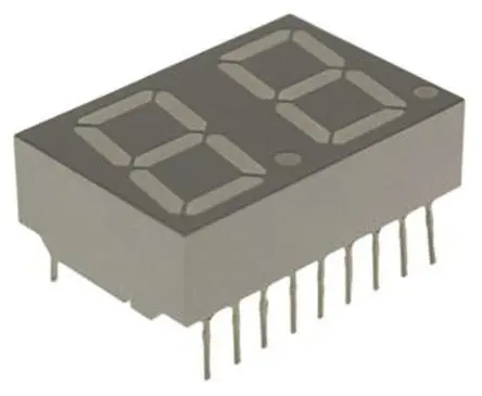 Produktfoto 1 von Broadcom LED-Anzeige 7 Segmente 2 Zeichen Kathode, Rot 626nm 3.7mcd Zeichenbreite 7.8 mm Rechts Zeichenhöhe 14.2 mm