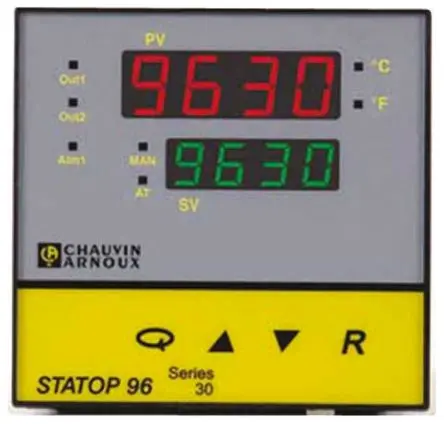 Produktfoto 1 von Pyro Controle STATOP 96 PID Temperaturregler Panel, 2 x Relais Ausgang/ Thermoelement Eingang 260V ac PID